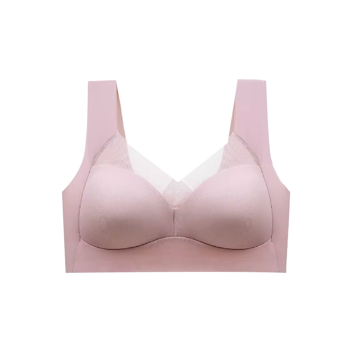 Chantelle's Secret sports bra in pink featuring a mesh neckline insert, smooth seams, and wireless support for comfortable, stylish athletic wear.