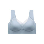 Chantelle's Secret sports bra in blue featuring a mesh neckline insert, smooth seams, and wireless support for comfortable, stylish athletic wear.